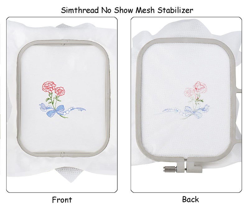 Simthread No Show Mesh (Invisible) Cut Away Embroidery Stabilizer Backing Interlining - Weight 1.9 Ounces 8" x 8" 100pcs/pack - Precut Sheets for 4x4 and 6x6 Machine Embroidery Hoops - Image 5